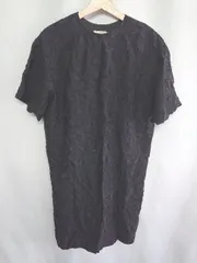 ◇ UNITED ARROWS 総柄 半袖 ロング丈 ワンピース サイズ36 ブラック レディース E  【1408220029013】