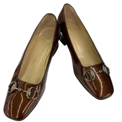 186005 現状品 GUCCI グッチ GUCCI パンプス 23cm ブラウン エナメル レディース