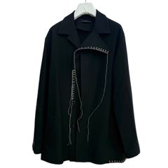 Y's ワイズ 24AW W/ FLANNEL HAND STITCHED LEFT FACING SHIRT JACKET ウールフランネルハンドステッチジャケット YO-J14-113 14229