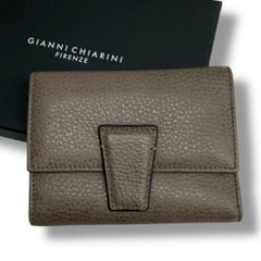 美品 箱付 GIANNI CHIARINI FIRENZE ジャンニキアリーニ 三つ折り財布 財布 レザーウォレット TORTORA グレー レディース 有明ガーデンrecollect店 25 No.577H