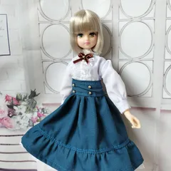 大得価格安リカちゃん　洋服　スリット︎デザイン　マキシワンピース　ハンドメイド　Green 人形