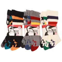CHUMS チャムス CH06-1129 3Pブービーミディアムソックス S（22cm-24cm）M（25cm-27cm）ラインソックス 3足セット ミディアム丈 ソックス 靴下