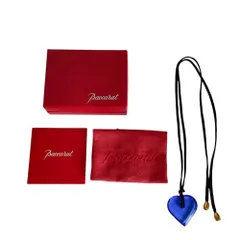 美品 Baccarat バカラ アラフォリ ハートクリスタル ペンダント ネックレス アクセサリー 箱付き ブルー レディース 古着 中古 USED