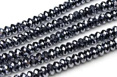 高純度テラヘルツ鉱石 ボタンカット 4x6mm １連（約38cm） パワーストーン 天然石 _R5457-6