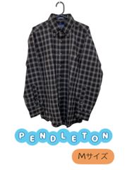 PENDLETON　長袖チェックシャツ　秋冬　黒　ボタンダウン　落ち着いた感じ　ヴィンテージ感　ゆったり　U-453