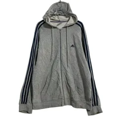adidas ロゴスウェット パーカー L グレー アディダス スポーツ ジップアップ 裏起毛 古着卸 アメリカ仕入 a701-7162