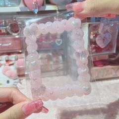 No.224   トレカデコケース　硬質ケース　シンプル　大人　可愛い　ホイップデコ　シリコンシーラント　B8サイズ　ピンク　桃　ハート　リボン　パステルカラー　推し活グッズ　Teahandmade   トレカデコ