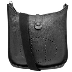 エルメス ショルダーバッグ レディース エブリン2PM 肩掛け 斜め掛け Evelyne かばん 鞄 HERMES □I刻印 トゴ ブラック 黒 シルバー金具 2005年【中古品】