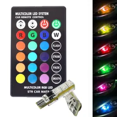 T10 LEDバルブ 6SMD 12V ストロボ T10クリアランスランプ RGB16色切替 + 4モードストロボ 点滅 LEDリモートコントロール シリコンLED電球 ルームランプ/ポジションランプ/ナンバー灯/ライセンスランプ 防水 車 バイク汎用