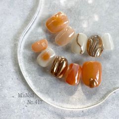 ネイルチップ チップ オレンジ ニュアンス ちゅるん うるうる