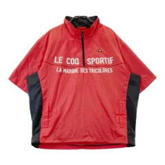 サイズ：LL LE COQ GOLF ルコックゴルフ  裏メッシュ ハーフジップ 半袖ブルゾン  レッド系 [240101369515] ゴルフウェア メンズ ストスト