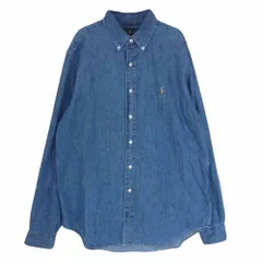 RALPH LAUREN ラルフローレン ロゴ 刺繍 ボタンダウン デニム 長袖 シャツ インディゴブルー系 サイズ表記無【中古】のサムネイル