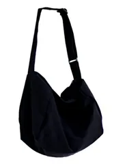 [TY企画] キャンバス トート ショルダー エコ マザーズ 肩がけ バッグ 無地 白 黒 A4 斜めがけ シンプル 鞄 かばん かわいい おしゃれ かっこいい 大容量 レディース メンズ ユニセックス 軽量 カジュアル (ブラック) [ブラック]