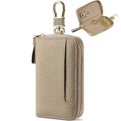 【数量限定】メンズ スマートキーケース カードケース レディース 一体型 車キーケース キーケース 6連フック付き キーホルダー付き 本革 カード入れ 2枚収納 [RenLianyi] カラビナ付き