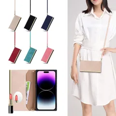 iPhone 12 Pro Max 6.7（2020）/iPhone 13 Pro Max 6.7（2021）対応 スマホ 携帯 用 ケース 肩掛け 首かけ 斜めがけ ショルダー 鏡をかける 可愛い 女性 iPhone 13 Pro Max 手帳 ケース iP