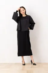 【Bou Jeloud】 ブージュルード ワンピース サイズＦ 長袖  スウェットワンピース ロゴシアードッキングスウェットワンピース　ブラック