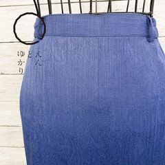 昭和レトロ ペイズリー 青色 ボックスプリーツスカート