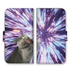 iPhone 17 Pro ケース 手帳型 アイフォン17プロ スマホケース 携帯ケース 宇宙ねこ 宇宙猫 パロディ おもしろい 面白い 猫 彗星 可愛い アメリカンショートヘア  カラー03