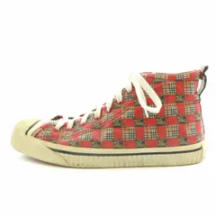 バーバリー ロンドン BURBERRY LONDON スニーカー ハイカット ノバチェック 騎士 ロゴ 41.5 26.5cm 赤 レッド ベージュ /XZ ■GY18のサムネイル