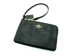 ■美品■ COACH コーチ レザー ポーチ 小物入れ マルチケース リストレット レディース ブラック系 DH3018