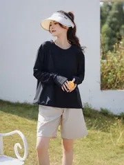 ラッシュガード 女性用 レディース プラスサイズ 20代 30代 40代 50代向け ロングスリーブシャツ ラッシュガード セパレートビキニ付きタンキニ水着セット 4点組 ４点セット ハーフパンツ ベストデザイン 無地 ブラック ベージュ