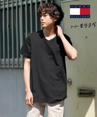 新品 未使用 並行輸入 トミー ヒルフィガー Tシャツ TOMMY HILFIGER Core Flag Core Plus 半袖 09t0021 Vブラック【メール便】