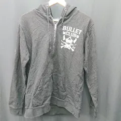 ◇ ⊇ 新日本プロレス プリント 長袖 パーカー サイズM ブラック メンズ E  【1503050023566】