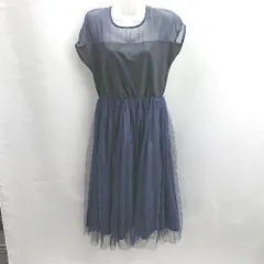 ◇ ⊂ merlot plus 透け感 チュール フォーマル ノースリーブ ロング ワンピース サイズ表記なし ネイビー レディース E  【1502030007824】