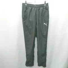 ◇ Θ PUMA プーマ ウエストゴム ロゴプリント ナイロンパンツ サイズM ブラック メンズ E  【1502180004148】