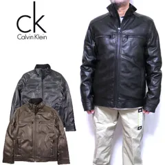 カルバンクライン レザージャケット メンズ PUレザー アウター ブラック ブラウン 秋冬 Calvin Klein Synthetic Leather Hipster Jacket スタンドカラー 中綿 ジップジャケット