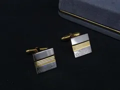 ChristianDior ディオール ロゴ カフリンクス カフスボタン アクセサリー ビジネス 紳士 メンズ シルバー系×ゴールド系 DK6357