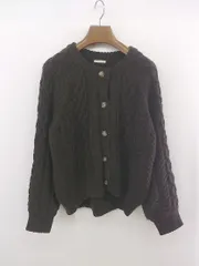 ◇ GU ジーユー 長袖 ニット カーディガン サイズL ダークブラウン レディース E  【1304050006487】