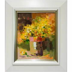 メルカリ 絵画　絵  額付( 青緑＋金色の枠 )油絵uF6-113402　花ばら メルカリ 絵画 絵 額付( 青緑＋金色の枠 )油絵uF6-113402 花ばら