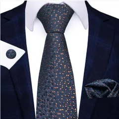 ネクタイ　チーフ　カフスボタン　3点セット　結婚式　ビジネス　イベント　パーティー　発表会　卒業式　卒園式　入社式　入学式　成人式　父の日　七五三　お祝い　クリスマス　ダンスパーティー　バーテンダー　ネイビー色　ゴールド色　ドット柄　格安　メンズネクタイ