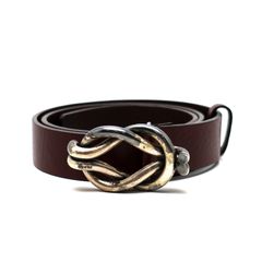 【楠本質店/元住吉】グッチ/GUCCI　163502　メタル　バックル　ベルト　ブラウン系　サイズ：穴中80cm-W3.0cm　メンズ【中古】