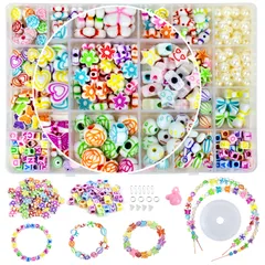 ★即日発送★ビーズ おもちゃ DIY アクセサリー 女の子 ブレスレット 手芸 手作りキット ネックレス 紐通し カラフル カチューシャ 約450個 24種類 収納ケース付き ギフト 記念日 クリスマス 誕生日 プレゼント (ビーズ おもちゃ-真珠)