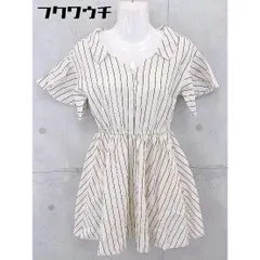 ◇ LIMITLESS LUXURY ストライプ 半袖 ミニ ワンピース サイズF アイボリー ブラック レディース 【中古】 【1103100020998】