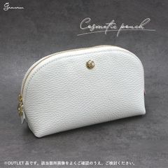 【アウトレット品】日本製本革×豚革コスメポーチ。イタリア マストロット社のシュリンクレザーを贅沢に使用した本革ポーチ。アウトレットとはいえこの品質はこの価格で手に入るチャンスはこの1点限り！コンパクトな見た目でも実は大容量。見た目にもオシャレなポーチです♪