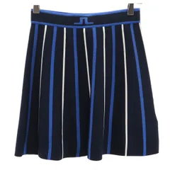 J.LINDEBERG ジェイリンドバーグ ストライプ柄 ニット ミニスカート XS ネイビー レディース 古着