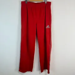 adidas アディダス トラックパンツ Climalite クライマライト ワンポイントロゴ ロゴ刺繍 サイドライン 赤 メンズ 古着 ストリート スポーツMIX