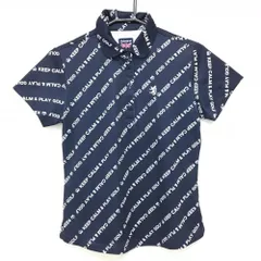 【美品】アドミラル 半袖ポロシャツ ネイビー×白 英字総柄 胸ロゴ  レディース M ゴルフウェア Admiral