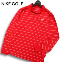 NIKE GOLF ナイキ ゴルフ 通年 DRI-FIT★ ボーダー 長袖 ポロシャツ Sz.XL メンズ 大きいサイズ 赤