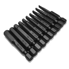 【特価セール】6.35mm 六角 磁気吸着 精密ドライバー ドリル インパクトドライバービット ビット工具 50mm長六角ビット 六角レンチビット ブラック サムコス (10本セット)