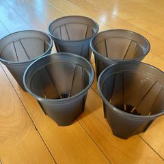スリット植木鉢×5　半透明　黒