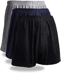 mom(マム) トランクス ニット メンズ パンツ 無地 3枚セット 下着 吸水速乾 抗菌加工 前開き ボタンあり( 3色,  LL)