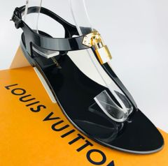 美品★LOUIS VUITTON・ルイヴィトン ビキニライン レディース LV刻印パドロック付き アンクルストラップ トング サンダル 2022SSモデル（38）