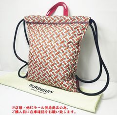 ※併売商品※◆中古状態良好◆BURBERRY【バーバリー】ナップサック 2WAYバッグ ナイロン TB柄 ベージュ オレンジ 男女兼用　M920
