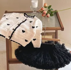 カーディガン キッズ 子供服 女の子 ハート柄 ニット セーター ジュニア ベビー服 アウター トップス 長袖 韓国子ども服 上着 カットソー おしゃれ 可愛い 入園 入学 幼稚園 小学生 90 100 110 120 130cm 春秋冬 IFAJ922