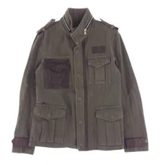 ISAMUKATAYAMA BACKLASH イサムカタヤマバックラッシュ ミリタリージャケット 1191-04 シュリンクレザーコンビ コットンヘリンボーン M-65 ミリタリー フィールド ジャケット カーキ系 M【中古】のサムネイル