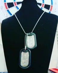 U.S. 米軍仕様の ドッグタグ 認識票 サイレンサー、文字打刻付きIDタグ Dog tag トップガン【ミリタリー、サバゲー好き必見！】